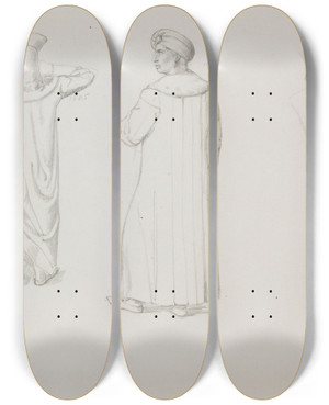 Triptych art skateboard deck of Stanisaw Cercha Bakaarz by Stanislaw Cercha (1867-1919)