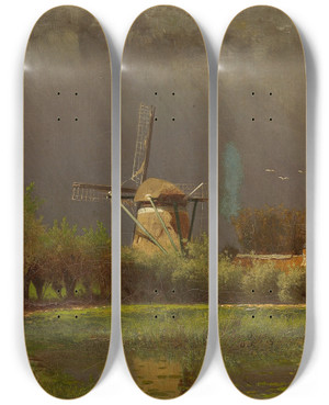 Triptych art skateboard deck of Paul Joseph Constantin Gabril Landscape With Windmill by Paul Joseph Constantin Gabriel (1828-1903) Triptych art skateboard deck of Paul Joseph Constantin Gabril Landscape With Windmill by Paul Joseph Constantin Gabriel (1828-1903)