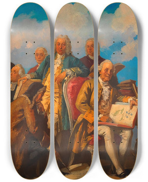 Triptych art skateboard deck of Julius Schmid Maria Theresia Und Joseph Ii by Julius Schmid (1854-1935)