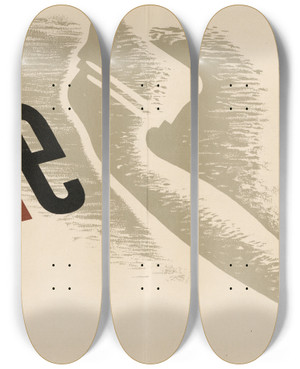 Triptych art skateboard deck of Hans Schleger Telephone Less by Hans Schleger (1898-1976)