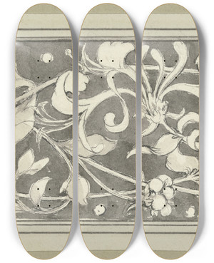 Triptych art skateboard deck of Wilhelm Steinhausen Final Vignette_1 by Wilhelm Steinhausen (1846-1924)