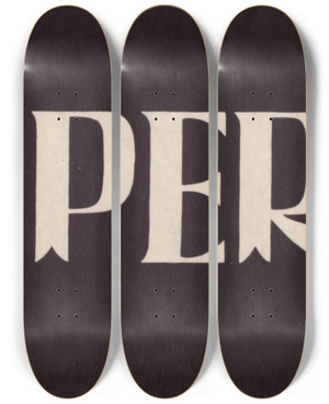 Triptych art skateboard deck of Winold Reiss Stylized Logo For Ruppert Beer_7 by Winold Reiss (1886-1953)