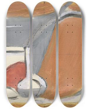Triptych art skateboard deck of Ragnhild Keyser Stilleben Med Glass by Ragnhild Keyser (1889-1943)
