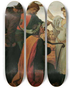 Triptych art skateboard deck of Karl Von Blaas Leopold Der Glorreiche Als Frderer Der Knste Und Wissenschaften by Karl Von Blaas (1815-1894)