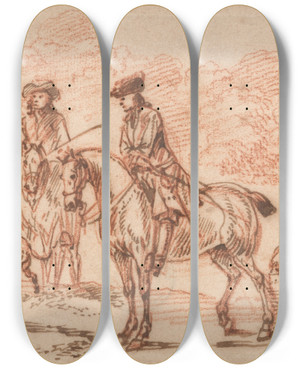 Triptych art skateboard deck of Jan Wyck Hare Hunting The Kill by Jan Wyck (1645-1702)