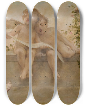 Triptych art skateboard deck of Lon Franois Comerre Daydreaming At Dusk by Leon Francois Comerre (1850-1916)