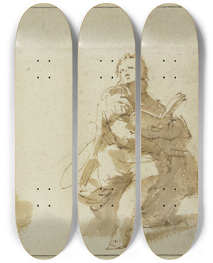 Triptych art skateboard deck of Jan De Bisschop Fnf Sitzende Allegorische Figuren by Jan de Bisschop (1628-1671) Triptych art skateboard deck of Jan De Bisschop Fnf Sitzende Allegorische Figuren by Jan de Bisschop (1628-1671)