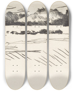 Triptych art skateboard deck of Lovis Corinth Landscape With Dunes Dnenlandschaft by Lovis Corinth (1858-1925)