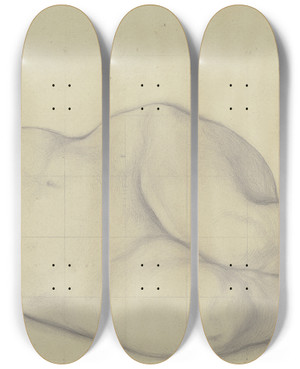 Triptych art skateboard deck of Victor Mller Liegender Weiblicher Akt Waldnymphe by Victor Muller (1829-1871)