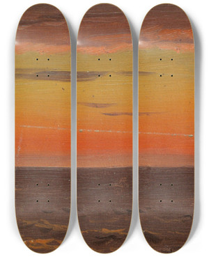 Triptych art skateboard deck of Frederic Edwin Church Seascape by Frederic Edwin Church (1826-1900)