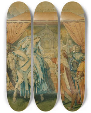Triptych art skateboard deck of Moritz Von Schwind Die Schne Melusine Iii Die Braut by Moritz Von Schwind (1804-1871)