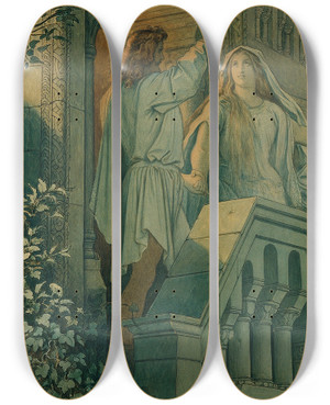 Triptych art skateboard deck of Moritz Von Schwind Die Schne Melusine Iv Der Eidschwur by Moritz Von Schwind (1804-1871)