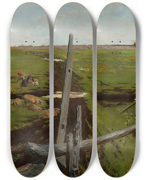 Triptych art skateboard deck of Jacek Malczewski Memories Of Youth by Jacek Malczewski (1854-1929)