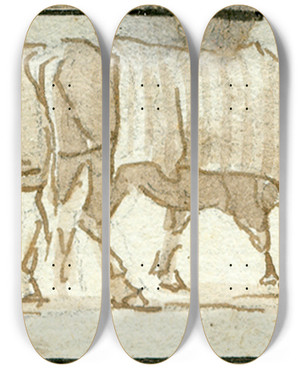 Triptych art skateboard deck of Otto Howen Een Ossenwagen_3 by Otto Howen (1774-1848) Triptych art skateboard deck of Otto Howen Een Ossenwagen_3 by Otto Howen (1774-1848)