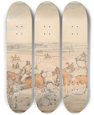 Triptych art skateboard deck of Henry Thomas Alken Foxhunting The Meet by Henry Thomas Alken (1785-1851)