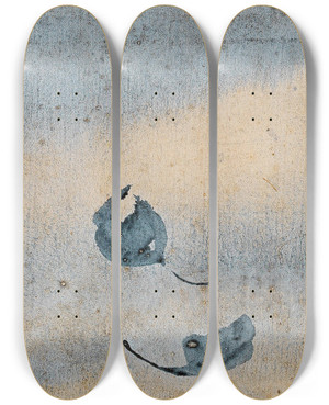 Triptych art skateboard deck of Klemens Brosch Fnf Bltter Fallend Dekorative Fllung by Klemens Brosch (1894-1926)