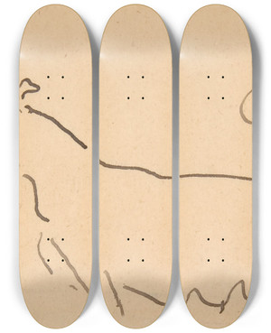 Triptych art skateboard deck of Henri De Toulouselautrec Two Dogs by Henri de Toulouse-Lautrec (1864-1901)