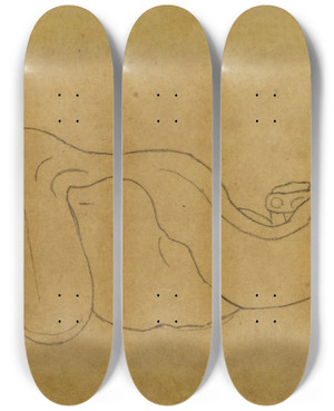 Triptych art skateboard deck of Antoinelouis Barye Serpent Dvorant Une Proie by Antoine-Louis Barye (1796-1875)