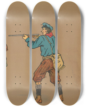 Triptych art skateboard deck of George Markendorff Quail Shooting by George Markendorff (19-)