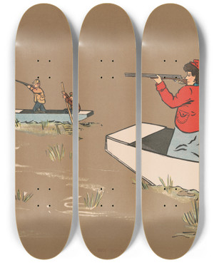 Triptych art skateboard deck of George Markendorff Duck Shooting by George Markendorff (19-)