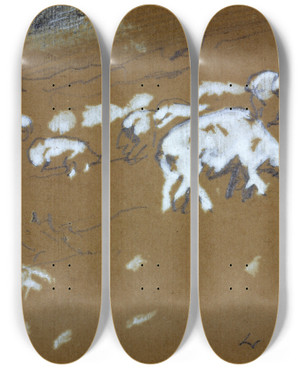 Triptych art skateboard deck of Winslow Homer Sheep by Winslow Homer (1836-1910)