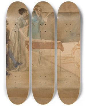 Triptych art skateboard deck of Edwin Austin Abbey Therecitation by Edwin Austin Abbey (1852-1911)