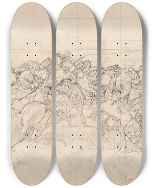 Triptych art skateboard deck of George Washington Lambert The Charge Of The 4Th Light Horse Brigade At Beersheba by George Washington Lambert (1873-1930)