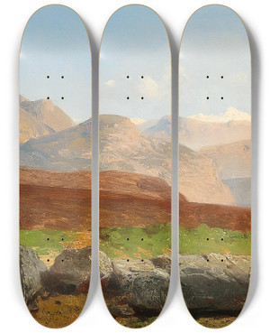Triptych art skateboard deck of Albert Zimmermann Mountain Landscape by Albert Zimmermann (1808-1888) Triptych art skateboard deck of Albert Zimmermann Mountain Landscape by Albert Zimmermann (1808-1888)