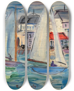 Triptych art skateboard deck of Raoul Dufy Rgates Deauville by Raoul Dufy (1877-1953)