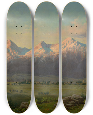 Triptych art skateboard deck of Frantiek Klimkovi Vysok Tatry by Frantisek Klimkovic (1826-1890)