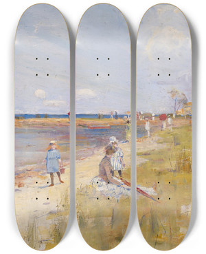 Triptych art skateboard deck of Charles Conder Ricketts Point by Charles Conder (1868-1909)