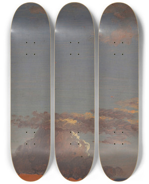 Triptych art skateboard deck of Frederic Edwin Church Maine Sky Study by Frederic Edwin Church (1826-1900)