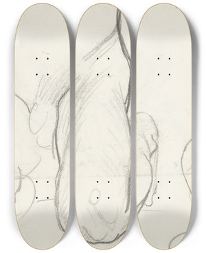Triptych art skateboard deck of John Singer Sargent Kneelingfigures by John Singer Sargent (1856-1925)