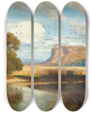 Triptych art skateboard deck of Anton Hlavacek Burg Devn Theben An Der Donau by Anton Hlavacek (1842-1926)