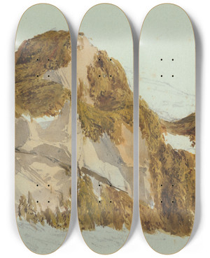 Triptych art skateboard deck of Edward Duncan Study Of Rocks Covered With Seaweed by Edward Duncan (1803-1882)