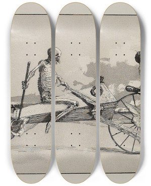 Triptych art skateboard deck of Max Klinger Intermezzi by Max Klinger (1857-1920)