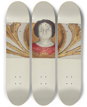 Triptych art skateboard deck of Karl J Hentz Stern Piece by Karl J Hentz