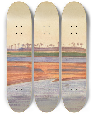 Triptych art skateboard deck of William Holman Hunt The Nile by William Holman Hunt (1827-1910)