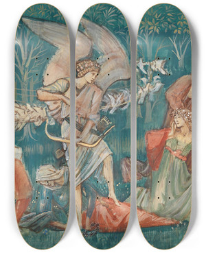 Triptych art skateboard deck of Sir Edward Coley Burnejones The Passing Of Venus by Sir Edward Coley Burne-Jones (1833-1898)
