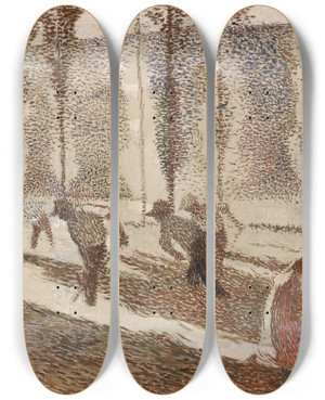 Triptych art skateboard deck of Henri Martin Etude Pour Les Faucheursor Bastide Du Vert by Henri Martin (1860-1943)