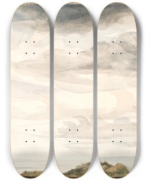 Triptych art skateboard deck of Agnes Slottmller Himmelstudie by Agnes Slott-Mller (1862-1937)