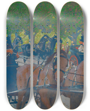 Triptych art skateboard deck of Maximilian Lenz Praterfahrt by Maximilian Lenz (1860-1948)