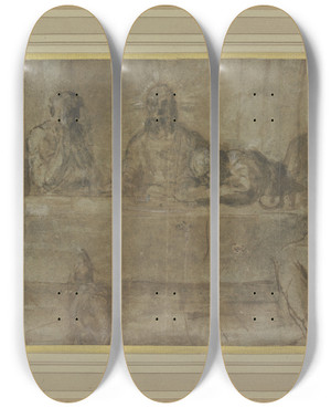 Triptych art skateboard deck of Taddeo Zuccari The Communion by Taddeo Zuccari