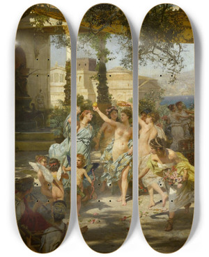 Triptych art skateboard deck of Henryk Siemiradzki Judgement Of Paris_2 by Henryk Siemiradzki (1843-1902)