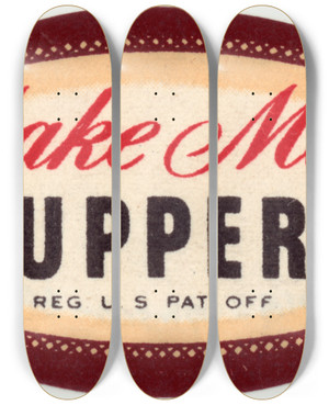 Triptych art skateboard deck of Winold Reiss Ruppert Beer Label_1 by Winold Reiss (1886-1953)