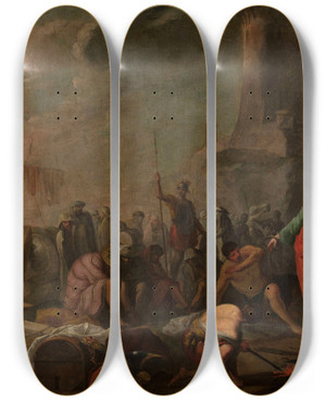 Triptych art skateboard deck of Isaak Fisches St Paul On Malta by Isaak Fisches