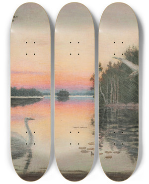 Triptych art skateboard deck of Torsten Wasastjerna Halk Illan Ruskon Auerman by Torsten Wasastjerna (1863-1924)