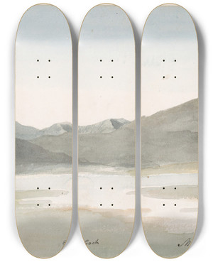 Triptych art skateboard deck of Cornelius Varley Craig Goch Moel Hebog North Wales by Cornelius Varley (1781-1873)