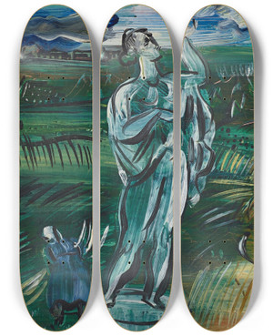 Triptych art skateboard deck of Raoul Dufy La Statue by Raoul Dufy (1877-1953)