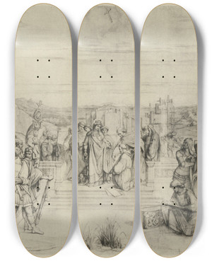 Triptych art skateboard deck of Eduard Von Steinle Die Rmische Periode by Eduard Von Steinle (1810-1886)